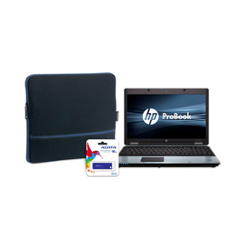 HP ProBook 6550b Notebook PC + Targus Laptop Skin, Black/Blue + A-DATA 16GB C003 product photo front M