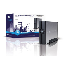 Conceptronic 3.5” Harddisk Box USB 3.0 photo du produit side M