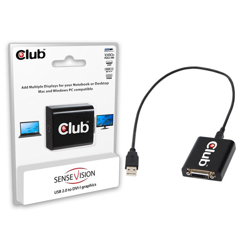 CLUB3D USB2.0 to DVI-I Graphics product photo front L