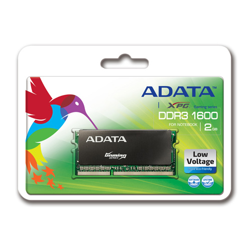 A-DATA XPG Gaming Series, SO-Dimm, DDR3L, 1600 MHz, CL9, 2GB product photo front L