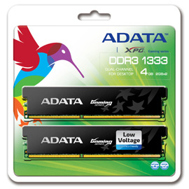 A-DATA XPG Gaming Series, DDR3, 1333 MHz, CL9, Low Voltage, 4GB (2GB x 2) product photo back M
