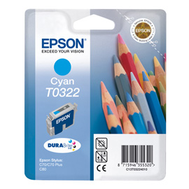 Epson Singlepack Cyan T0322 DURABrite Ink product photo front M