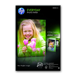 HP Everyday Glossy Photo Paper Paper-100 sht/10 x 15 cm plus tab product photo front M