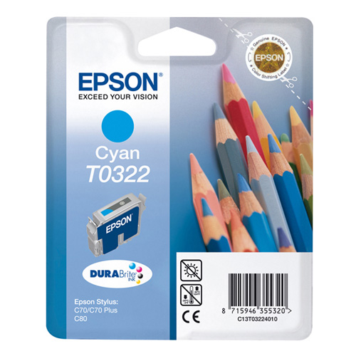 Epson Singlepack Cyan T0322 DURABrite Ink photo du produit front L