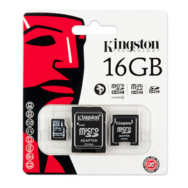 Kingston 16Gb microSDHC + 2 Adapters Produktbild back M