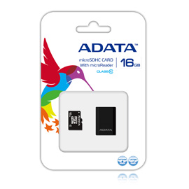A-DATA microReader Ver.3 + 16GB microSDHC Class 10 Produktbild front M