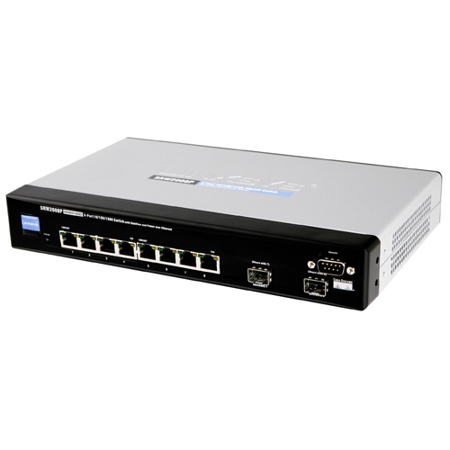 Cisco SRW2008P, 8-port 10/100/1000 Managed Gigabit Switch with PoE product photo front L