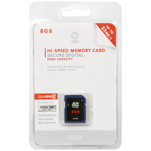 ICIDU Class 10 Hi-Speed Secure Digital Card 8GB product photo back L