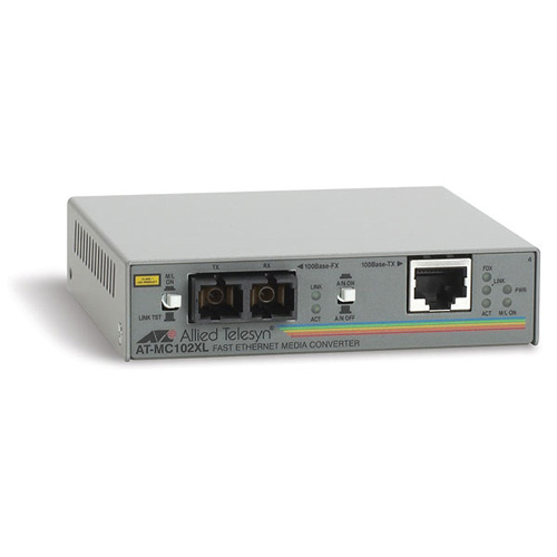 Allied Telesis 100TX to 100FX (SC) media converter product photo front L