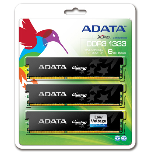A-DATA XPG Gaming Series, DDR3, 1333 MHz, CL9, Low Voltage, 6GB (2GB x 3) product photo back L
