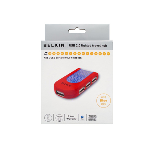 Belkin 4-port USB Hub, Red photo du produit front L